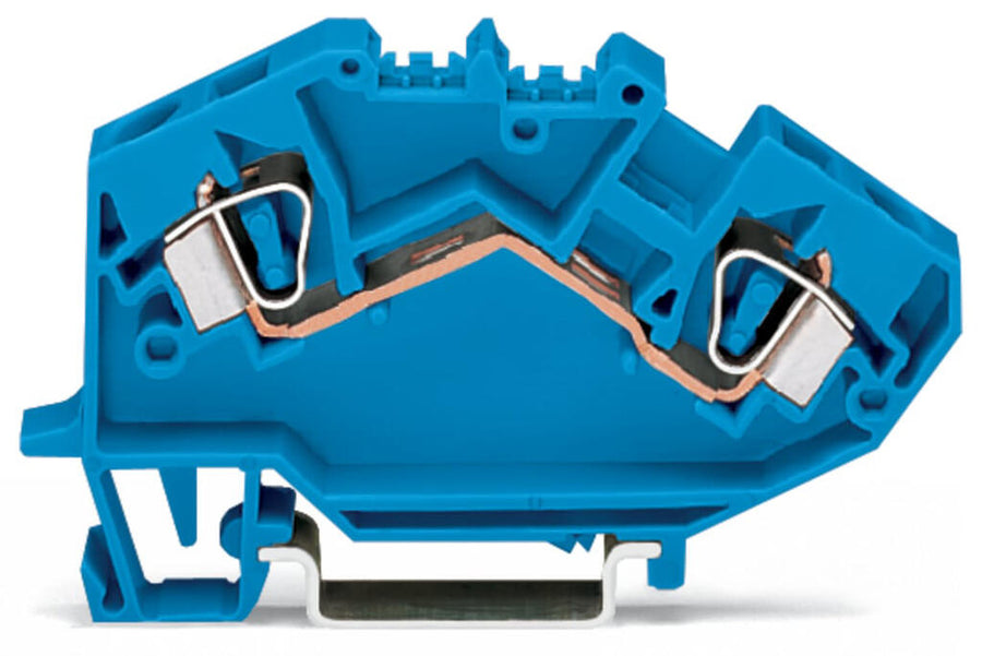 Bornier traversant 2 conducteurs, 6 mm², raccordement CAGE CLAMP®, bleu – WAGO 782-604 – lot de 25