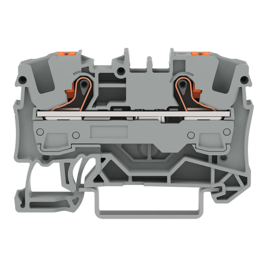 Bornier traversant 2 conducteurs, 6 mm², avec bouton-poussoir, gris – WAGO 2206-1201 – lot de 50