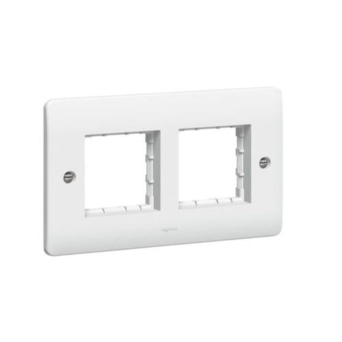 Plaque porteuse Mosaic 2 postes, coloris blanc, 4 modules, 1 module, IP2X – Legrand 730094
