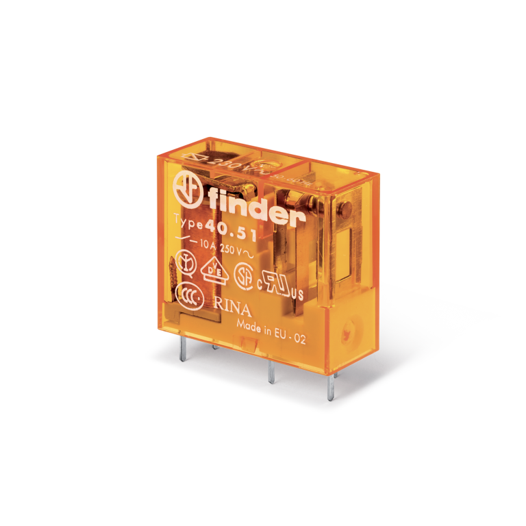 Relais pour PCB/enfichable 5mm, brochage, 1CO, 10A, 230VAC, AgNi – FINDER 405182300000 – lot de 50