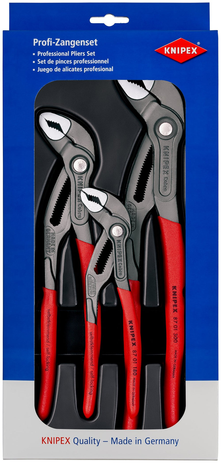 Jeu de 3 pinces multiprises Cobra® 180 / 250 / 300 mm – KNIPEX