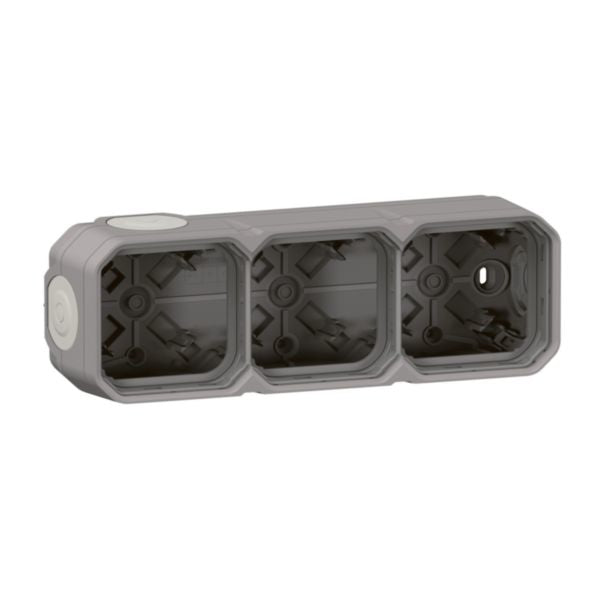 Boîte 3 postes horizontale et verticale Plexo gris, 226 mm, 57 mm, 82 mm, plastique – Legrand 069680L