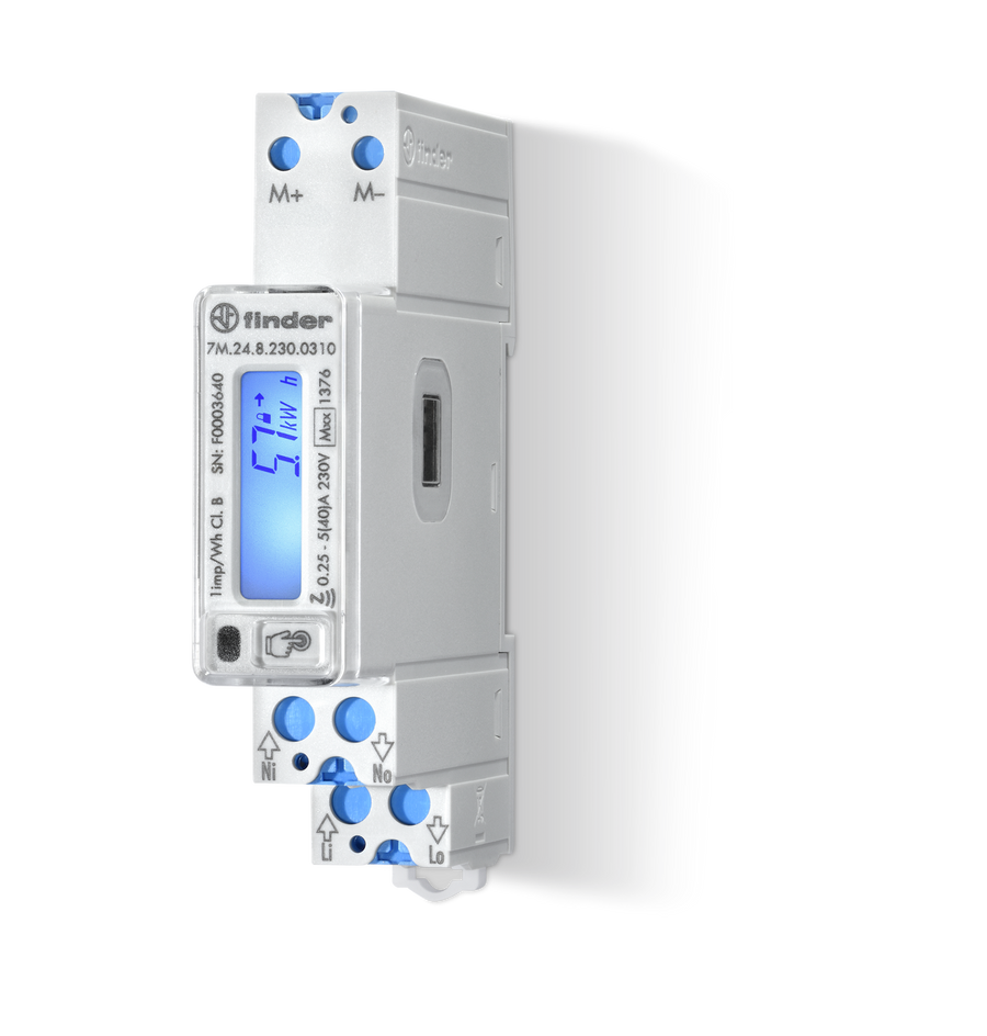 Compteur d’énergie 17.5mm, 1-phaseLCDisplay/, 40A, 230VAC, S0, MID – FINDER 7M2482300010