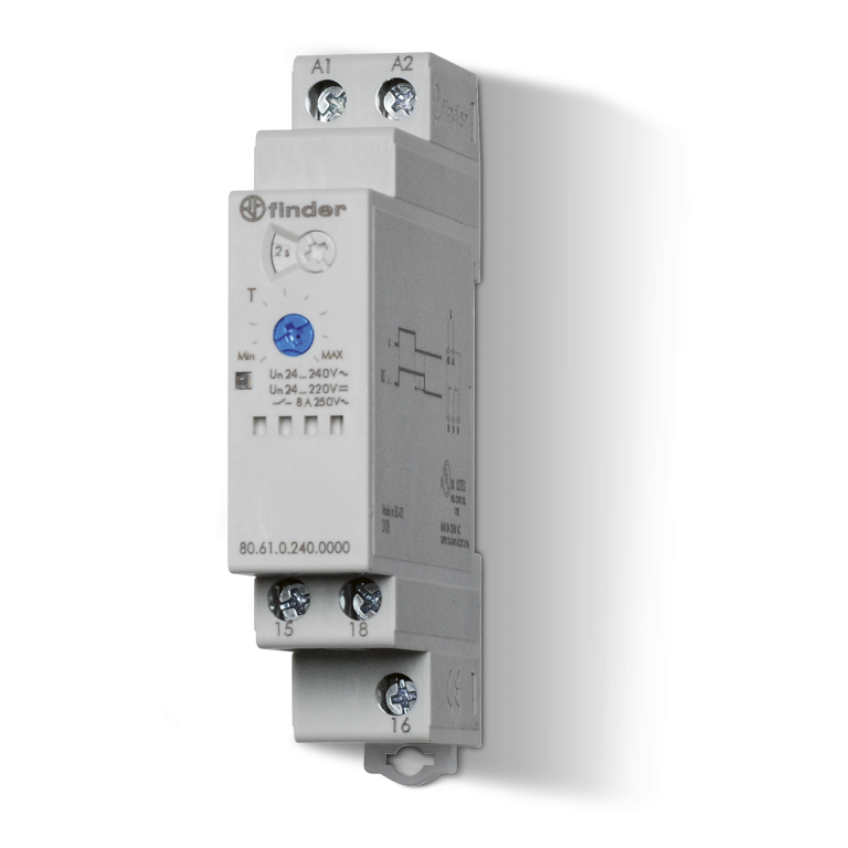 Relais temporisé modulaire retard à la coupure d’alimentation(BI), 17.5mm, 1CO, 8A, 24...240VAC, 220VDC – FINDER 806102400000 – lot de 5