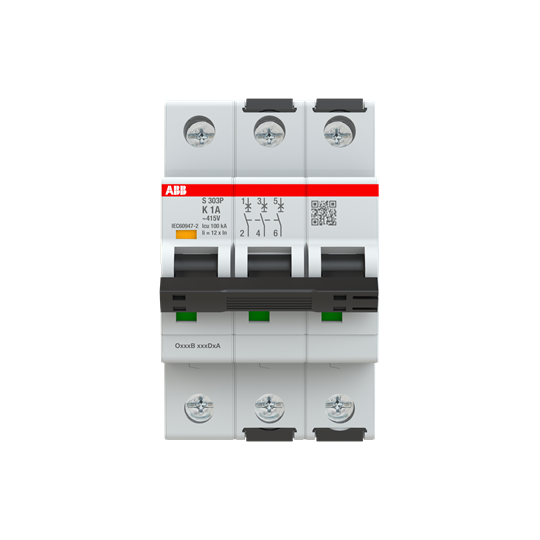 S303P-K1 Sicherungsautomat K-Char., 25kA, 1A, 3P – ABB 2CDS383001R0217
