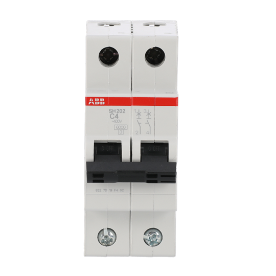 Disjoncteur modulaire SH202 2P 4A C Curve 6kA – ABB 2CDS212001R0044