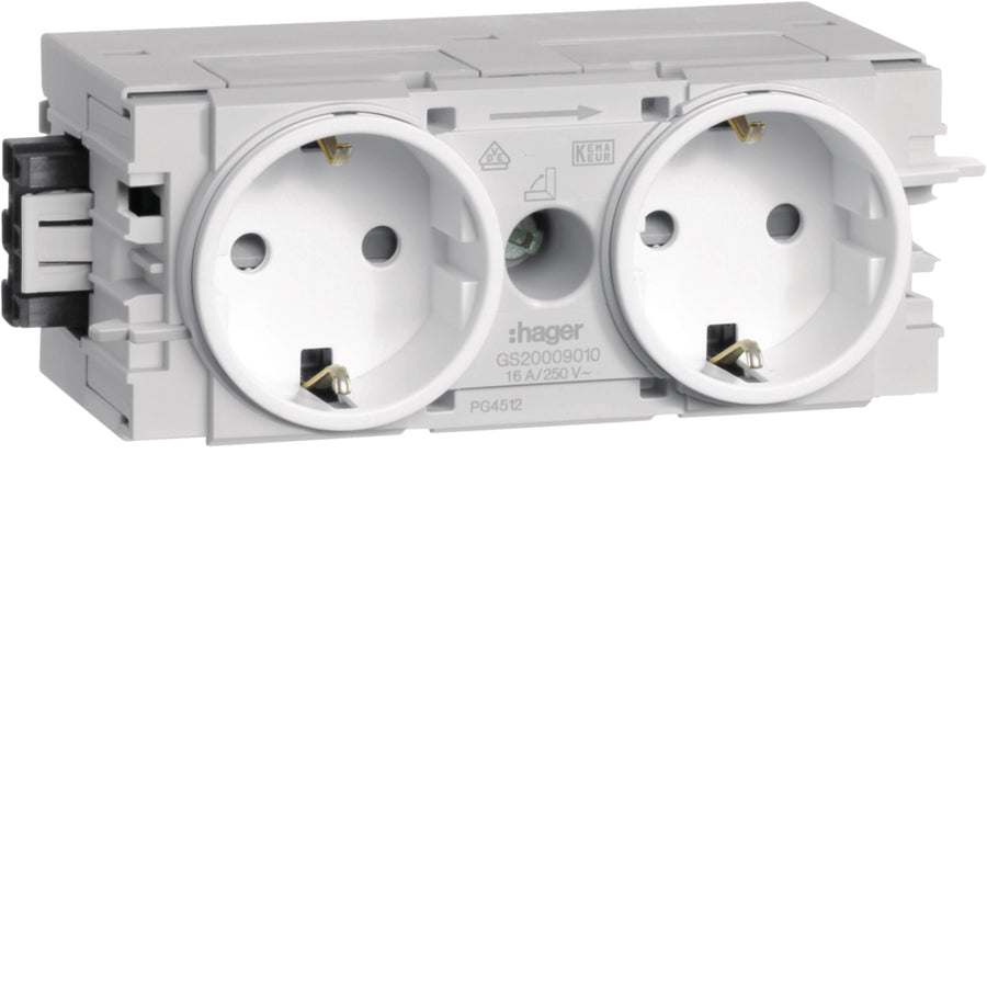 Prise de courant 2 postes Wago C-mount blanc signalisation – Hager GS20009016