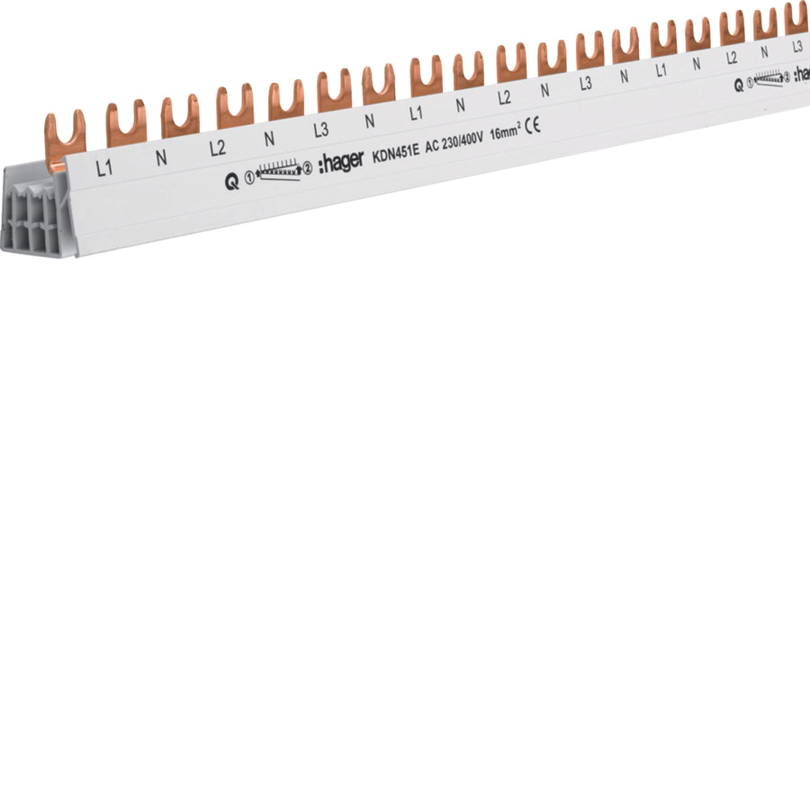 Barre omnibus Isolé 3x(P+N) fourche 16 mm², 57M – Hager KDN451E