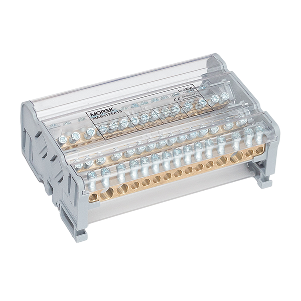 Répartiteur tétrapolaire Moblock 4P 125A-15 2x35 + 2x25 + 11x6mm² – MOREK MAB4126A18