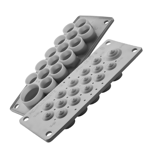 Plaque passe-câbles MC16 IP54 RAL 7035 gris (avec chevilles) – MOREK MBA1C16L11