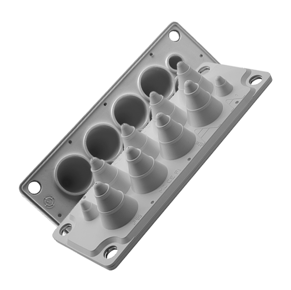 Plaque passe-câbles MC10 IP54 RAL 7035 gris UL94V-0 – MOREK MBA1N10X11
