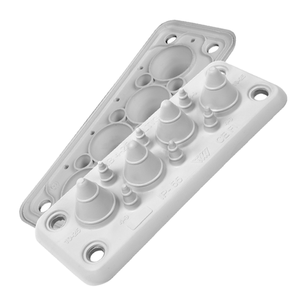 Plaque passe-câbles MB4/10 IP55 RAL 7035 gris UL94V-0 – MOREK MBA2N10W11