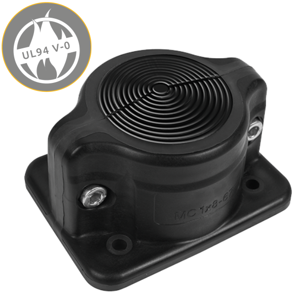 Plaque passe-câbles MC 1x8-64 IP55 RAL 9005 ouvrable noir UL94V-0 – MOREK MBA4N19B11