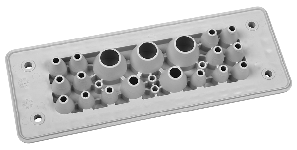 Plaque passe-câbles MH24 F23-1 IP66 RAL7035 gris UL94 V-0 – MOREK MBA8N23X24