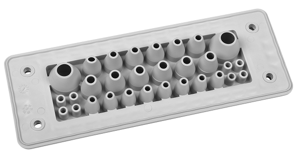 Plaque passe-câbles MH24 F30-2 IP66 RAL7035 gris UL94 V-0 – MOREK MBA8N30X24