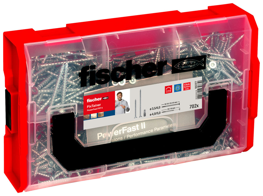 Coffret FixTainer 700 vis PowerFast II tête fraisée PZ, filetage partiel – Fischer
