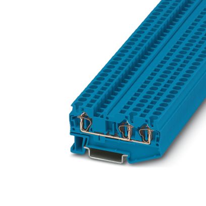 Bornier traversant ST 4-TWIN BU, 32A, raccordement à ressort, bleu, Ns 35/7, 5, Ns 35/15 – Phoenix Contact 3031403 – lot de 50