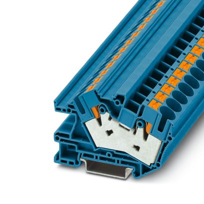Bornier d’installation PTI 16/S BU, 76A, raccordement Push-in, 1 niveau, bleu, Ns 35/7, 5, Ns 35/15 – Phoenix Contact 3214023 – lot de 50
