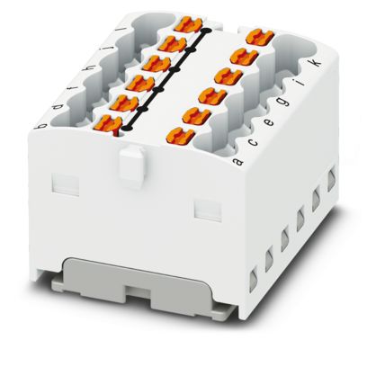 Bloc de distribution PTFIX 12X1.5 WH, 17.5A, blanc, raccordement Push-in, pour encliquetage sur un adaptateur de rail DIN, montage direct avec bride, suspendu librement – Phoenix Contact 3002779 – lot de 20