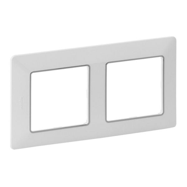 Plaque Valena Life blanc, IP20, IK04, 1 module, 4 modules, 10 mm, 2 postes, chrome – Legrand 754032 – lot de 10