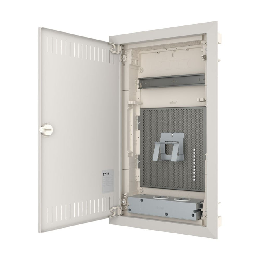 Coffret de distribution compact encastré multimédia, 3 rangées, porte métal – EATON 178830