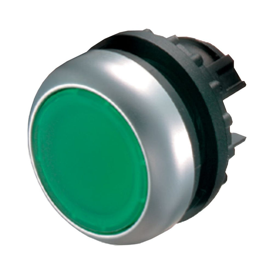 Bouton-poussoir lumineux, RMQ-Titan, affleurant, à impulsion, vert, Blank, collerette titane – EATON 216927
