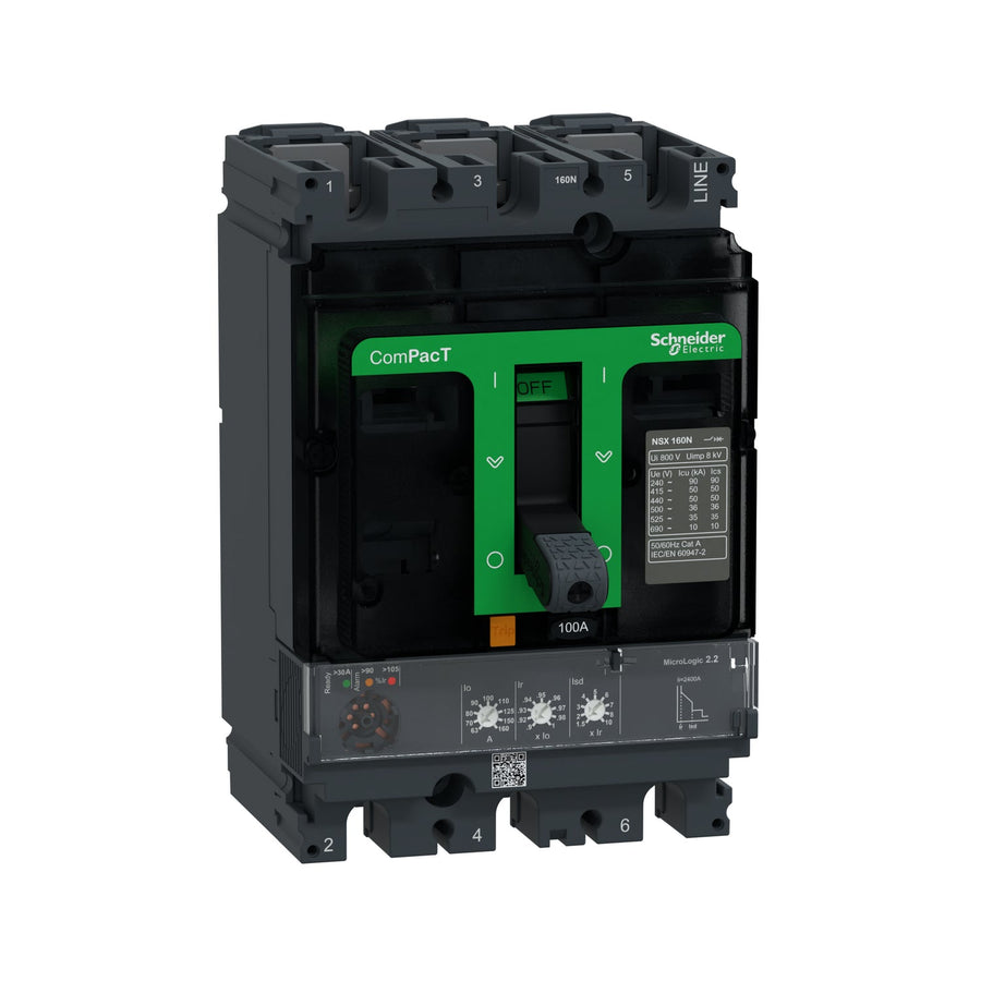 Schneider ComPacT NSX250N - Disjoncteur MicroLogic 2.2 250A 3P3D 50kA montage fixe - C25N32D250