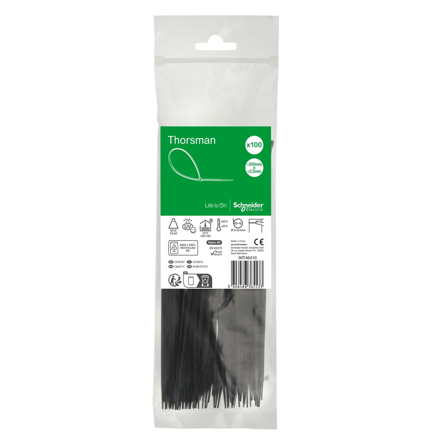 Câble x100, 200×2.5mm, noir – Schneider Electric IMT46410
