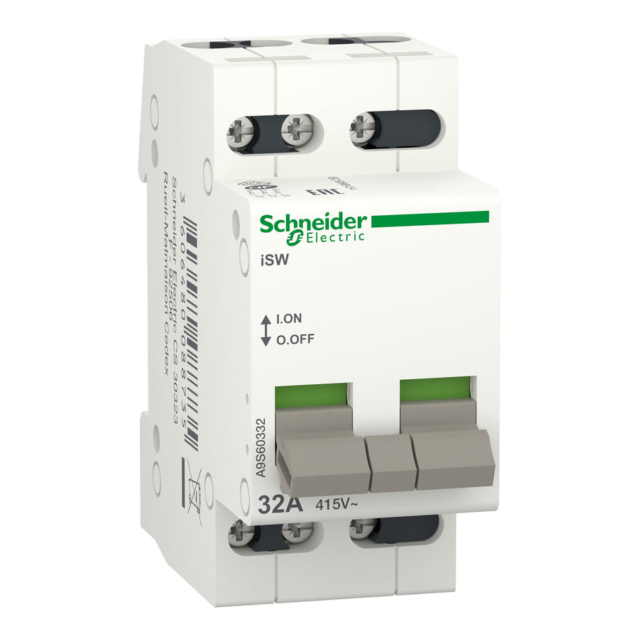 Interrupteur-sectionneur Acti9 iSW, 3P, 32 A, 415 V, IP4, blanc – Schneider Electric A9S60332