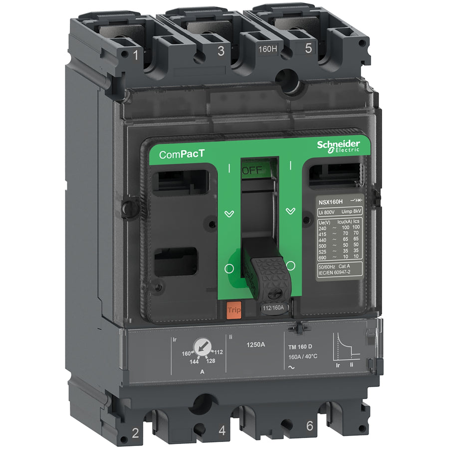Schneider ComPacT NSX160N - Disjoncteur TM-D 100A 3P3D 50kA montage fixe - C16N3TM100