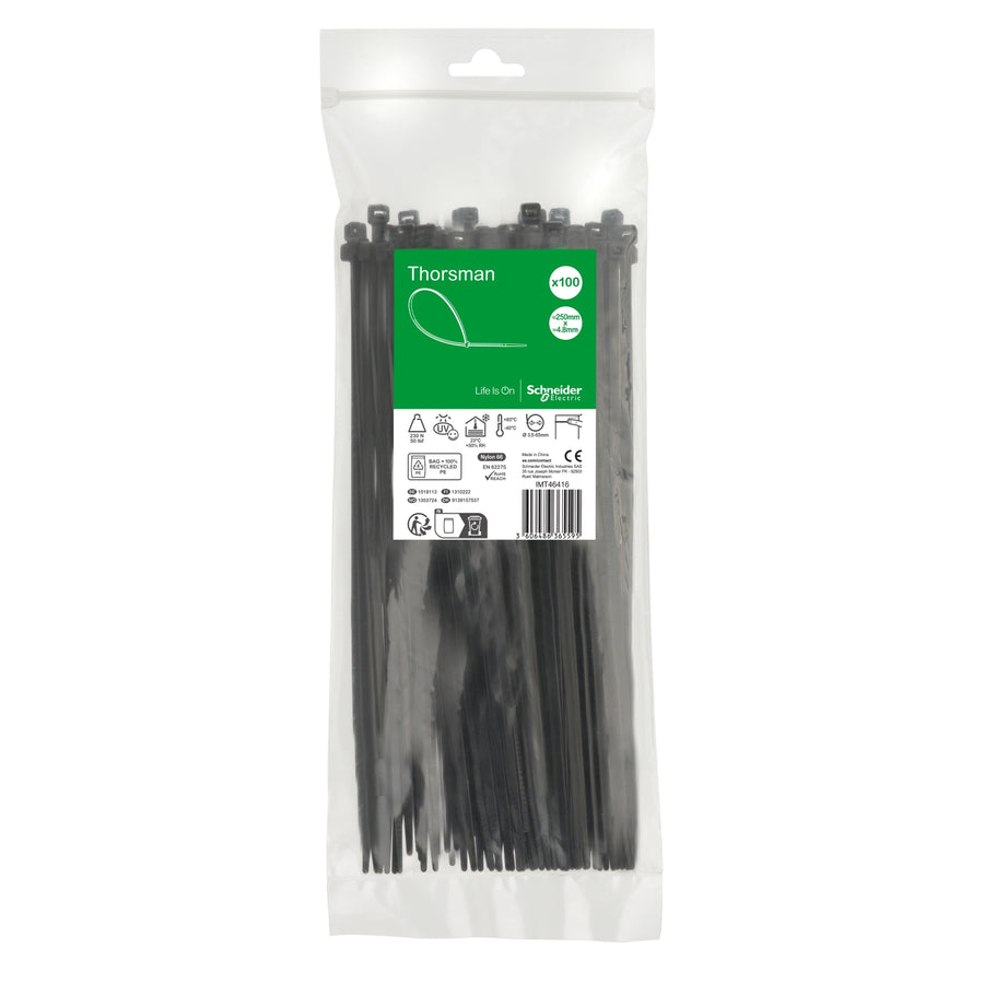 Câble x100, 250×4.8mm, noir – Schneider Electric IMT46416