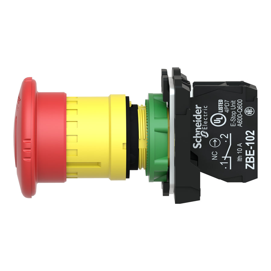 Coupure d'urgence bouton-poussoir ou arrêt d'urgence bouton-poussoir Harmony XB5, 1NC, 22.5mm, rouge, IP66 – Schneider Electric XB5AS8442