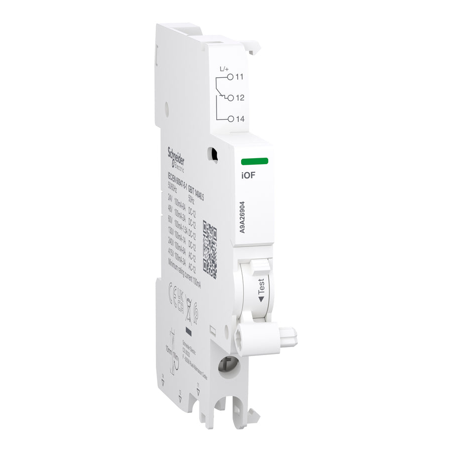 Oc contact Acti9, 6A, 24V AC, 1CO, IP20, blanc, 415V AC – Schneider Electric A9A26904