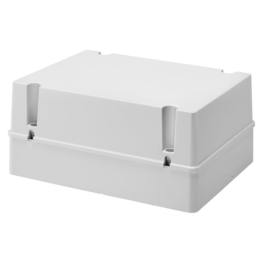Boîte de dérivation avec couvercle vissé profond, IP56, dimensions internes 380x300x180, parois lisses, gris RAL 7035 – GEWISS GW44220