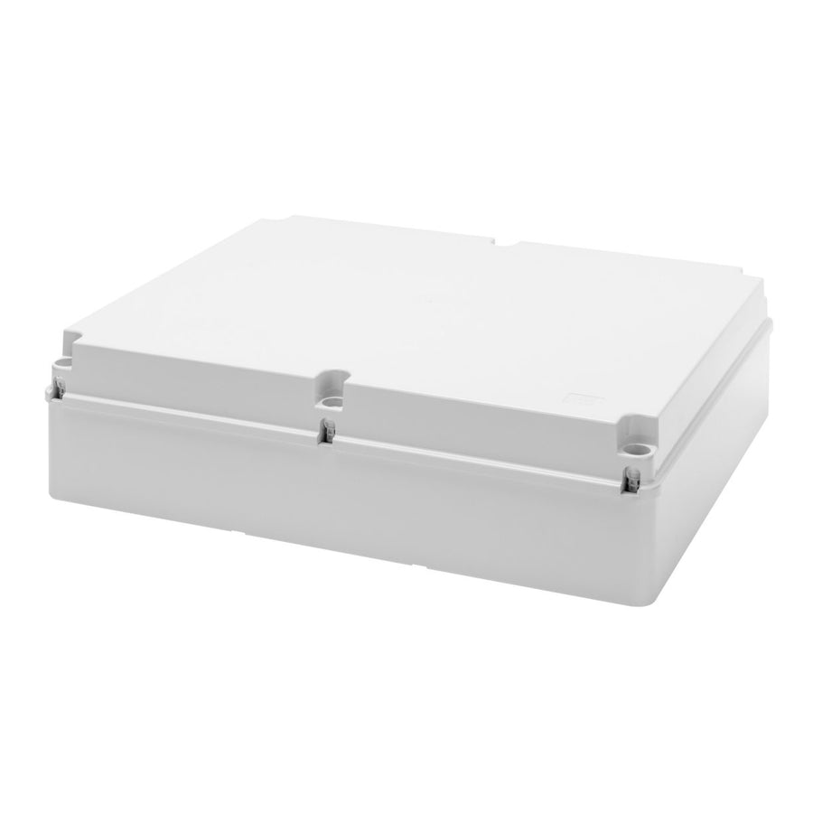 Boîte de dérivation avec couvercle plein vissé, IP56, dimensions internes 460x380x120, parois lisses, gris RAL 7035 – GEWISS GW44211