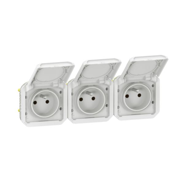 Prise de courant Plexo horizontal, précâblé, blanc, 3 postes – Legrand 069644L