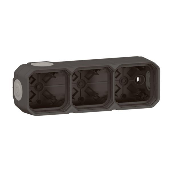 Boîte 3 postes horizontale et verticale Plexo anthracite, 226 mm, 57 mm, 82 mm, plastique – Legrand 069603L – lot de 5