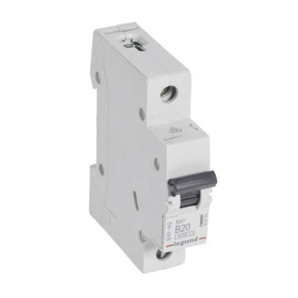 Disjoncteur modulaire RX³, 1P, 20A, courbe B, 6kA, 230V, 6000A, B20 – Legrand 419753