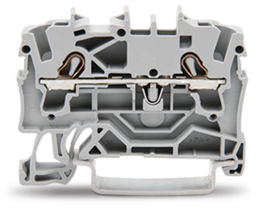 Bornier traversant 2 conducteurs, 2.5 mm², raccordement Push-in CAGE CLAMP®, gris – WAGO 2002-1201 – lot de 100