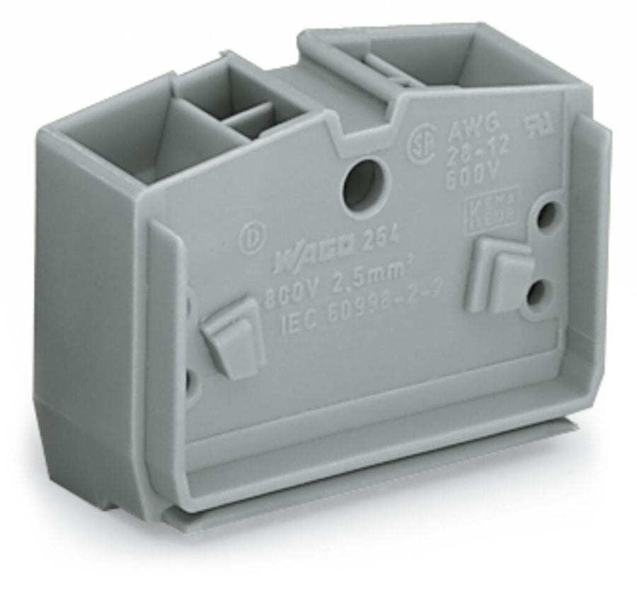 Centre bornier 4 conducteurs, 1 pôle, 2.5 mm², gris – WAGO 264-351 – lot de 100