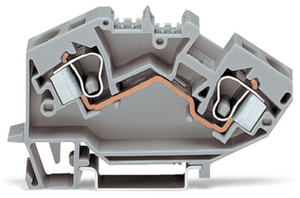 Bornier traversant 2 conducteurs, 10 mm², raccordement CAGE CLAMP®, gris – WAGO 784-601 – lot de 25