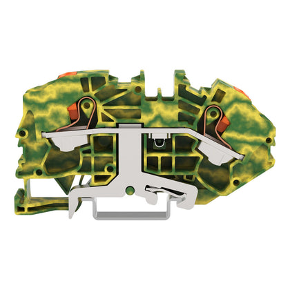 Bornier de protection 2 conducteurs, 16 mm², avec bouton-poussoir, vert-jaune – WAGO 2216-7607 – lot de 20
