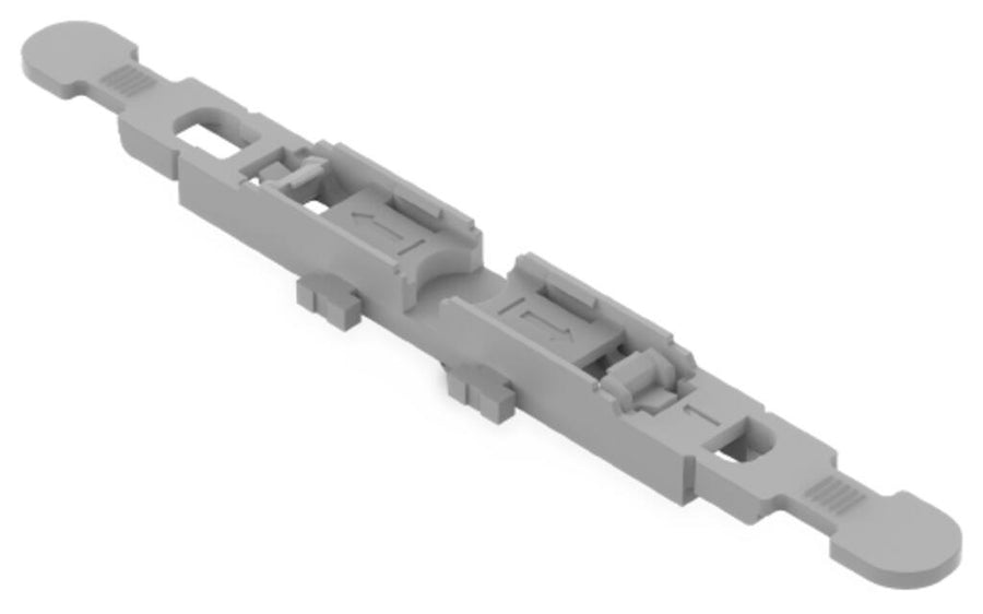Support de montage avec décharge de traction 1 voie, pour connecteur d’épissurage en ligne avec levier, avec pied de montage encliquetable, gris – WAGO 221-2511 – lot de 5