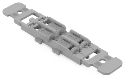 Support de montage avec décharge de traction 2 voies, pour connecteur d’épissurage en ligne avec levier, avec pied de montage encliquetable, gris – WAGO 221-2512 – lot de 5
