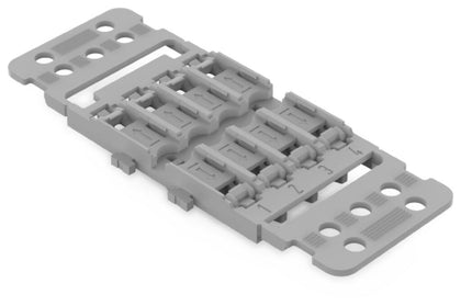 Support de montage avec décharge de traction 4 voies, pour connecteur d’épissurage en ligne avec levier, avec pied de montage encliquetable, gris – WAGO 221-2514 – lot de 25
