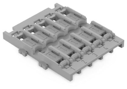 Support de montage 5 voies, pour connecteur d’épissurage en ligne avec levier, avec pied de montage encliquetable, gris – WAGO 221-2535