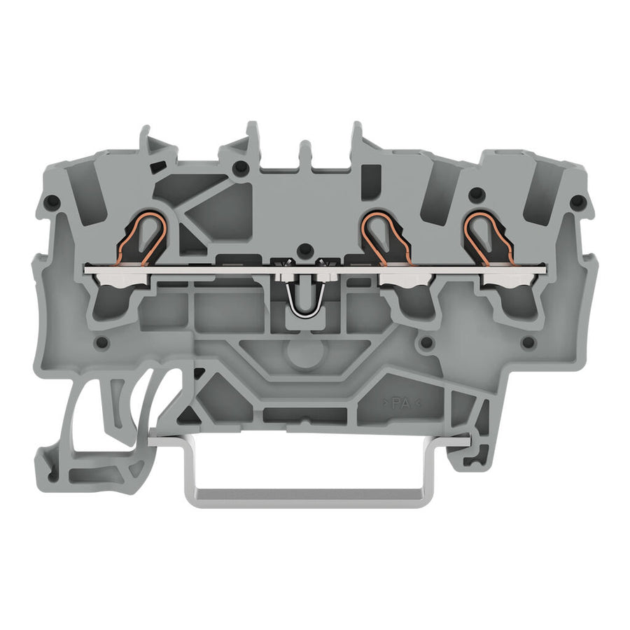 Bornier traversant 3 conducteurs, 1.5 mm², raccordement Push-in CAGE CLAMP®, gris – WAGO 2001-1301 – lot de 100