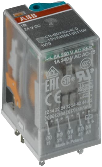 CR-M125DC4LD Relais d'interface 4c/o, A1-A2=125VDC, 250V/6A, LED – ABB 1SVR405613R9000