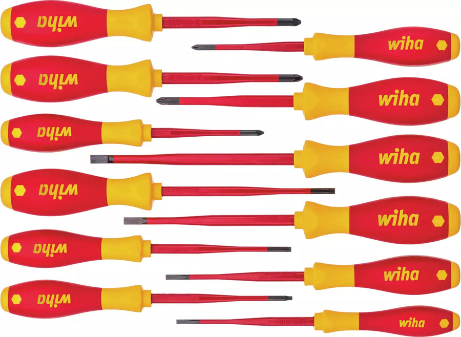 Wiha - Jeu de 12 tournevis SoftFinish slimFix isolés Fente/PH/PZ/TORX