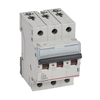 Disjoncteur miniature TX3 25 A, 400 V, 3P, courbe C, 10kA – Legrand 404224